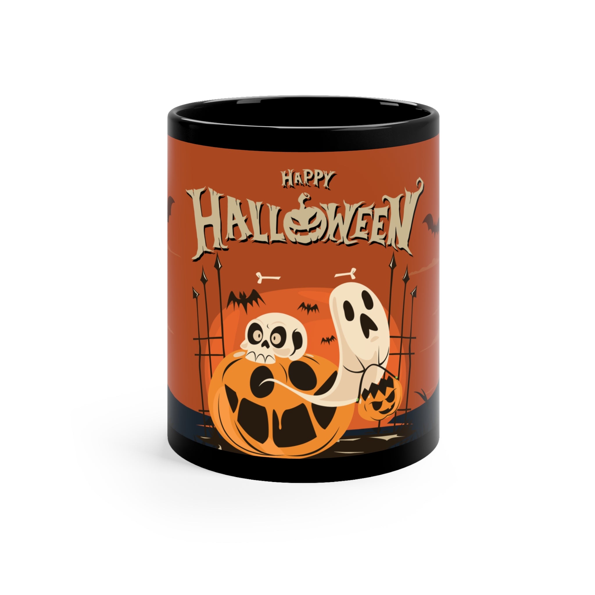 Happy Halloween with Pumpkin | Black Coffee Mug